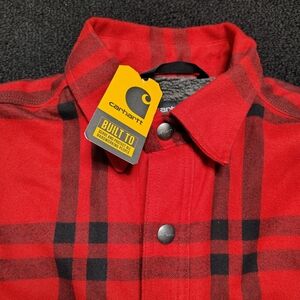 Carhartt Relaxed Fit Heavy Buffalo Plaid Flannel Sherpa Lined Jacket Men's S